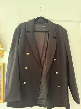 Bardot Black Double-Breasted Blazer with Gold Buttons